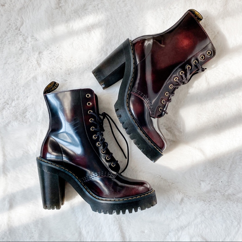 Dr. Martens Cherry Red Arcadia Combat Heel Boot